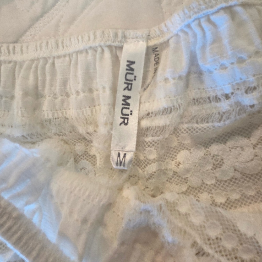 Mur Mur Off The Shoulder Lace Tassel Blouse White Cream Women's Size‎ Medium - Picture 2 of 7
